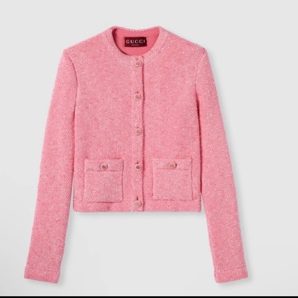 Gucci Pink Button-Front Cardigan NWT with Gucci hanger and Gucci garment bag